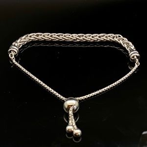 Solid Sterling Silver 925 Link Bolo Chain Bracelet